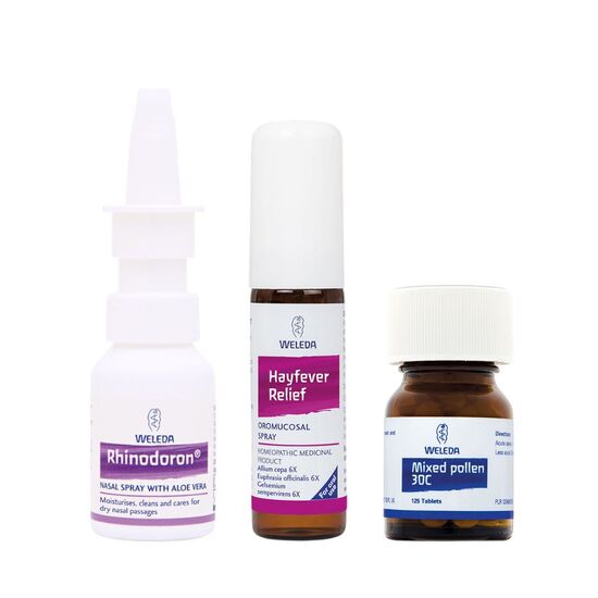 Weleda Seasonal Wellness Bundle with Rhinodoron Nasal Spray, Hayfever Relief Oromucosal Spray and Mixed Pollen 30C tablets