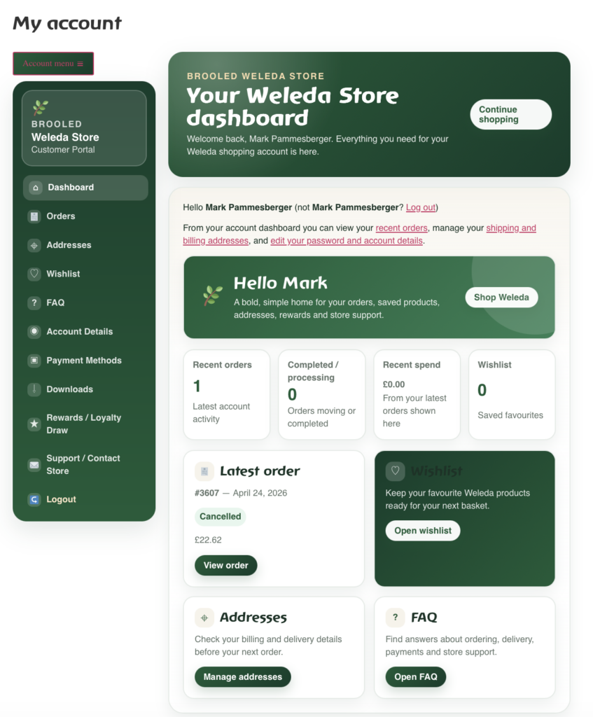 New Store Account Page